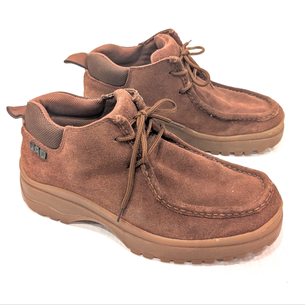 VINTAGE SAO Brown Suede Leather Chunky Chukka Boots Men's Shoes Size 9.5